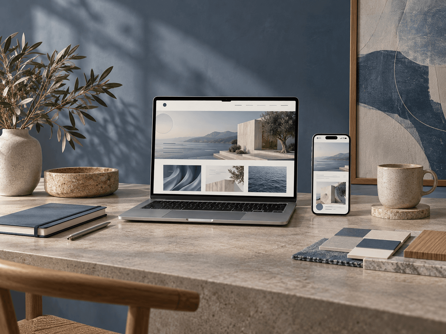 A modern website shown across laptop and mobile screens